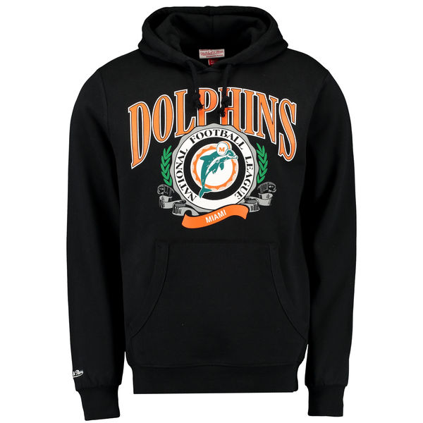 Men Miami Dolphins Mitchell Ness Fair Catch Pullover Hoodie Black